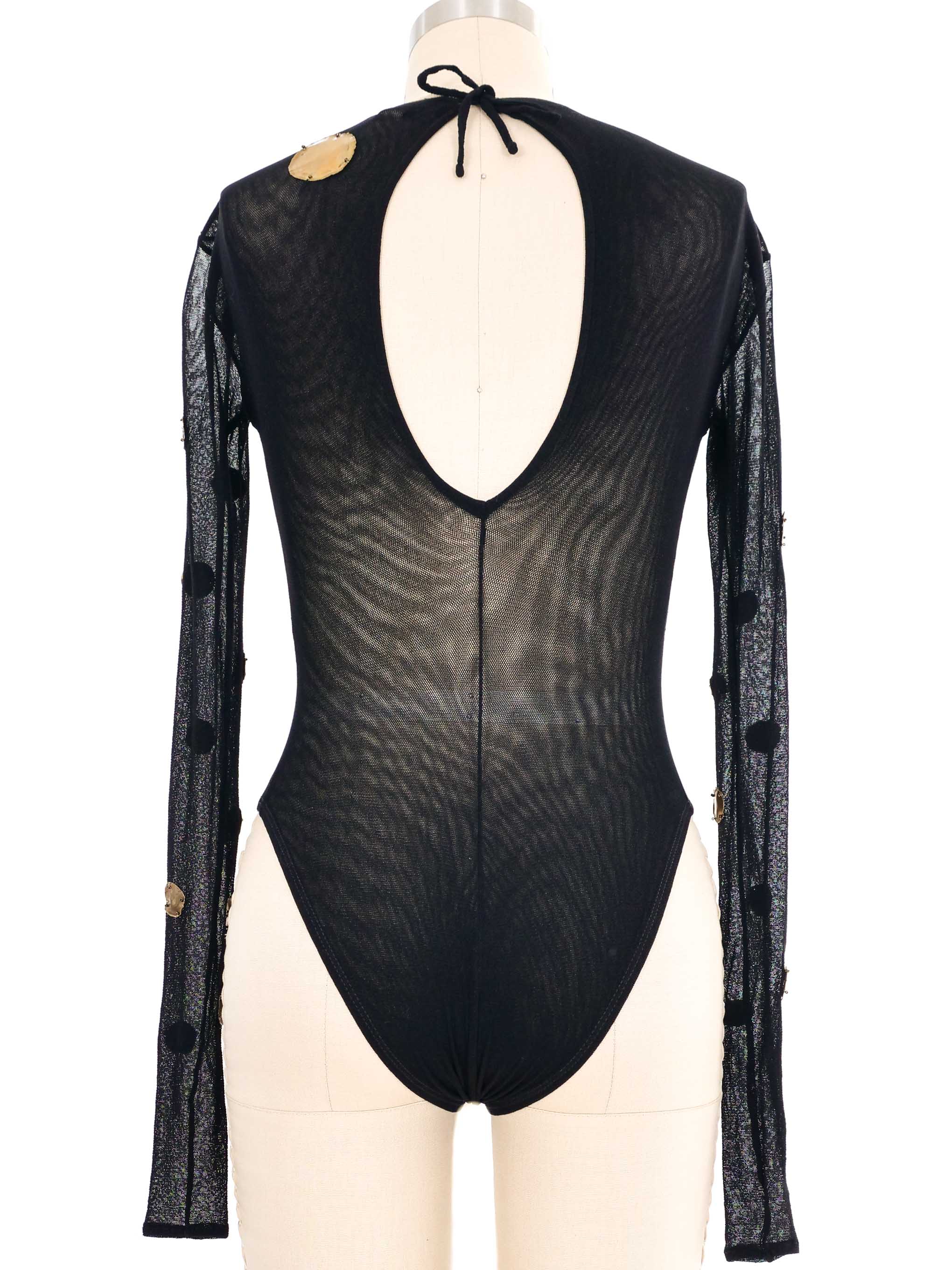 Giorgio di Sant'Angelo Copper Disc Accented Mesh Bodysuit