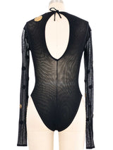 Giorgio di Sant'Angelo Copper Disc Accented Mesh Bodysuit Suit arcadeshops.com
