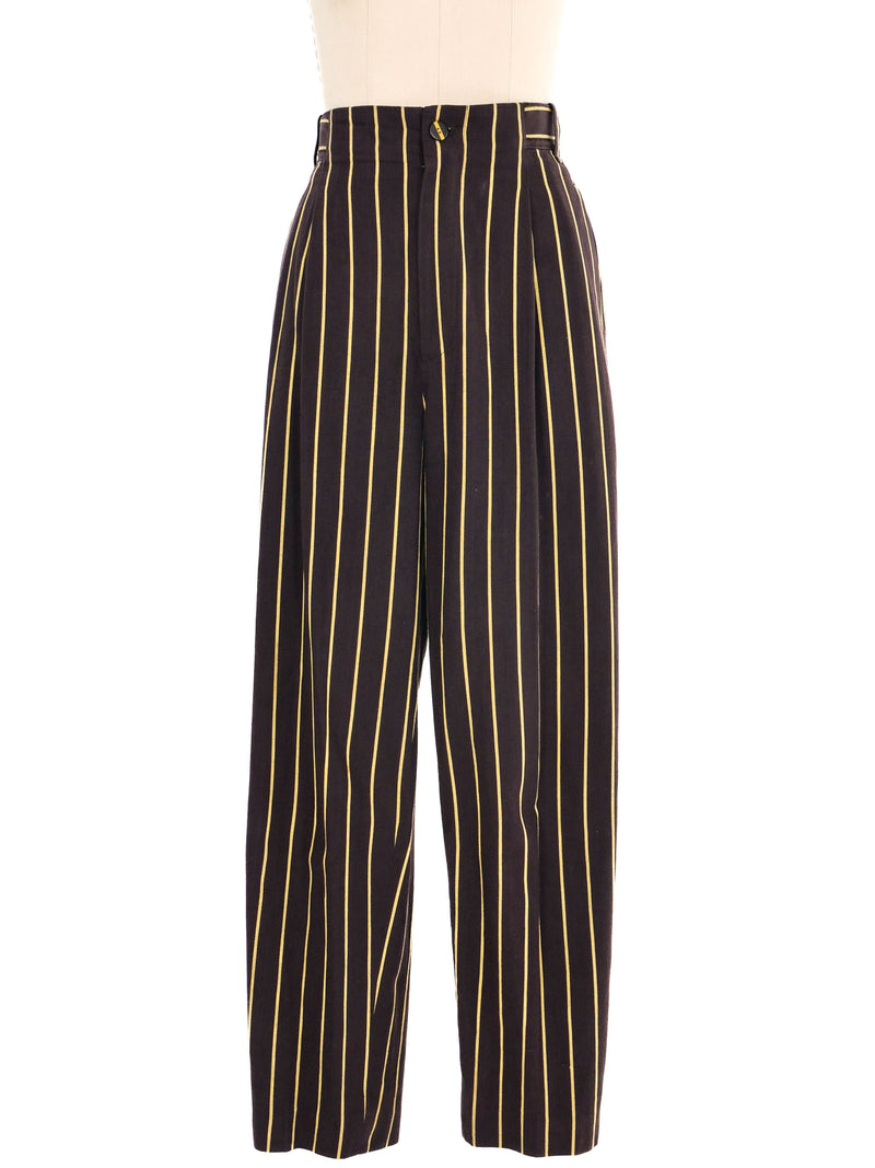 Issey Miyake Striped Cotton Trousers Bottom arcadeshops.com