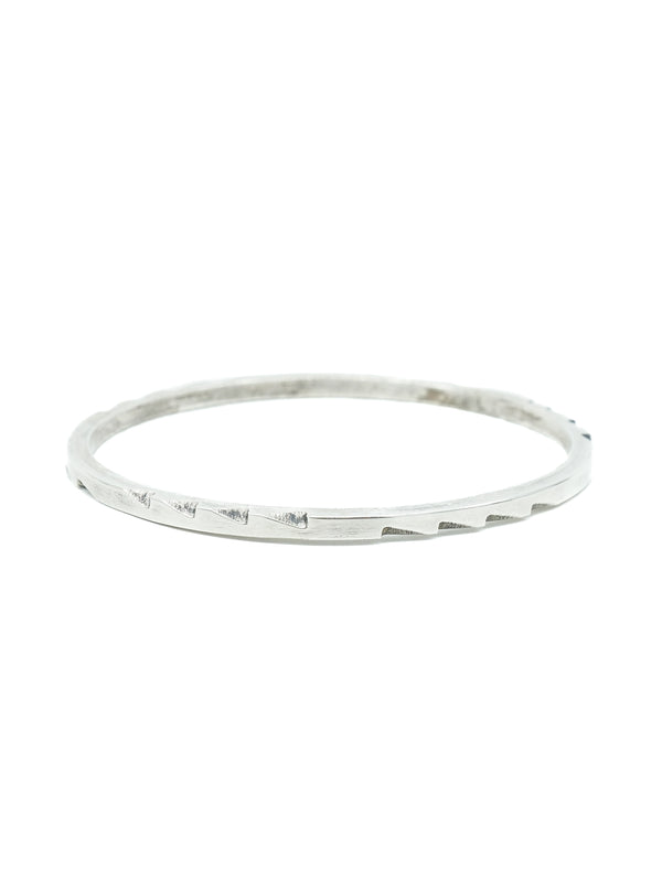 Mexican Etched Sawblade Silver Bangle