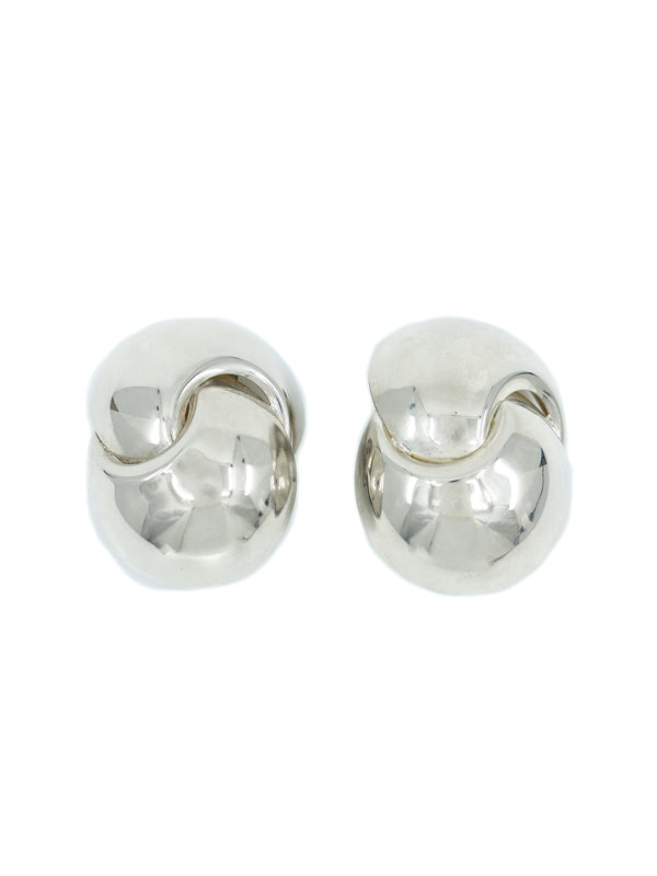 Modernist Silver Interlocking Dome Earrings