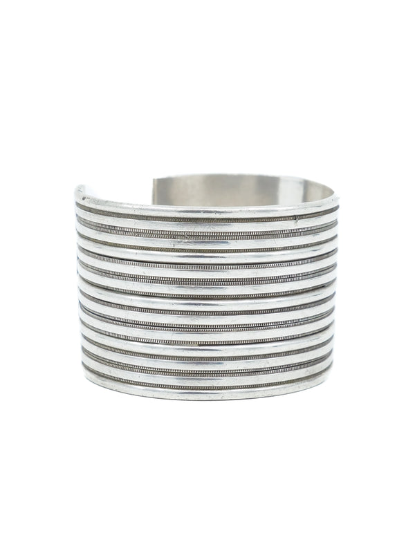 Ribbed Sterling Silver Cuff