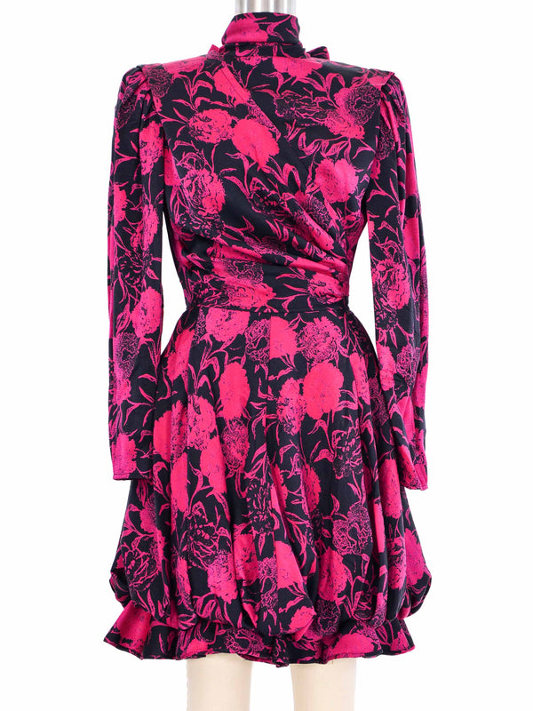 Ungaro Black And Fuschia Floral Cocktail Dress Dress arcadeshops.com