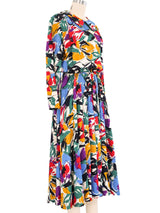 1980s Christian Dior Silk Floral Print Dress Dress arcadeshops.com