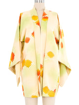 Ivory Watercolor Flower Motif Kimono Jacket arcadeshops.com