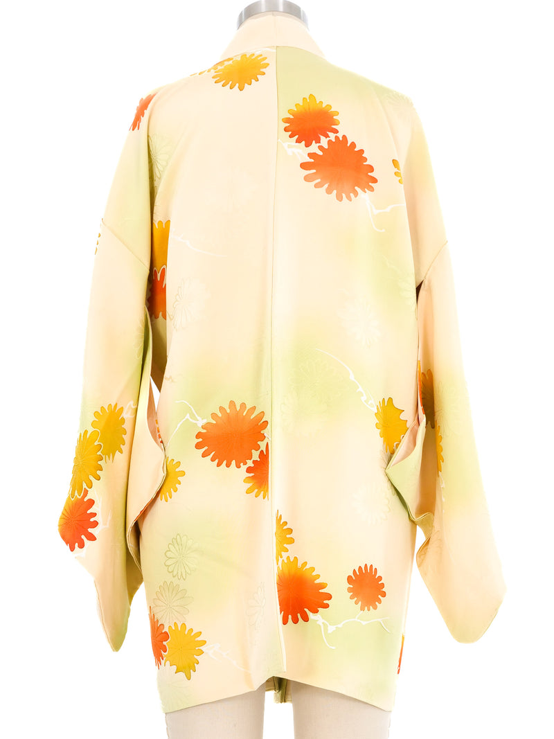 Ivory Watercolor Flower Motif Kimono Jacket arcadeshops.com