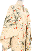 Beige Floral Watercolor Kimono Jacket arcadeshops.com