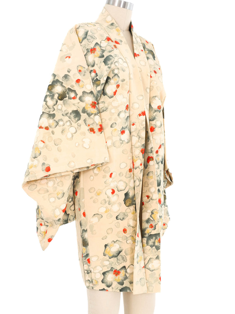 Beige Floral Watercolor Kimono Jacket arcadeshops.com