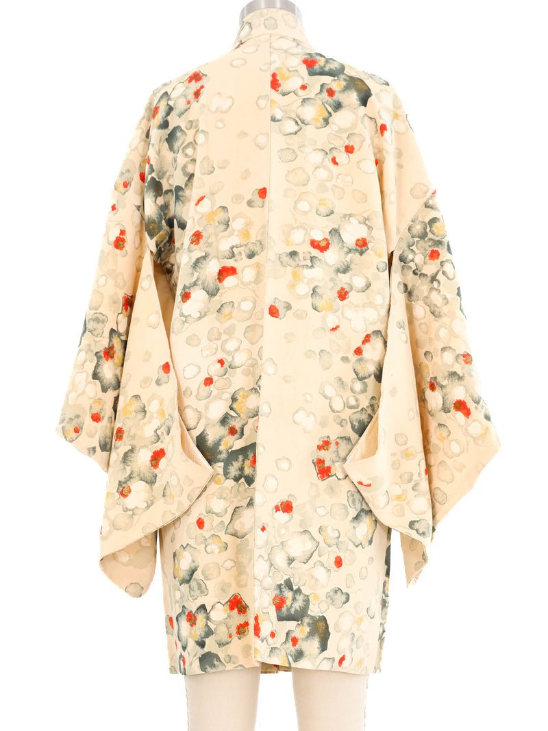 Beige Floral Watercolor Kimono Jacket arcadeshops.com