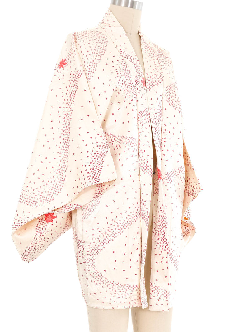 Cream Geometric Satin Kimono Jacket arcadeshops.com