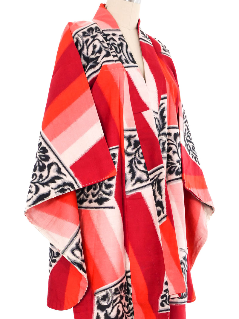 Red Painted Striped Kimono Jacket arcadeshops.com