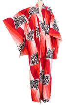 Red Painted Striped Kimono Jacket arcadeshops.com