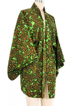 Green And Brown Overdyed Floral Kimono Jacket arcadeshops.com