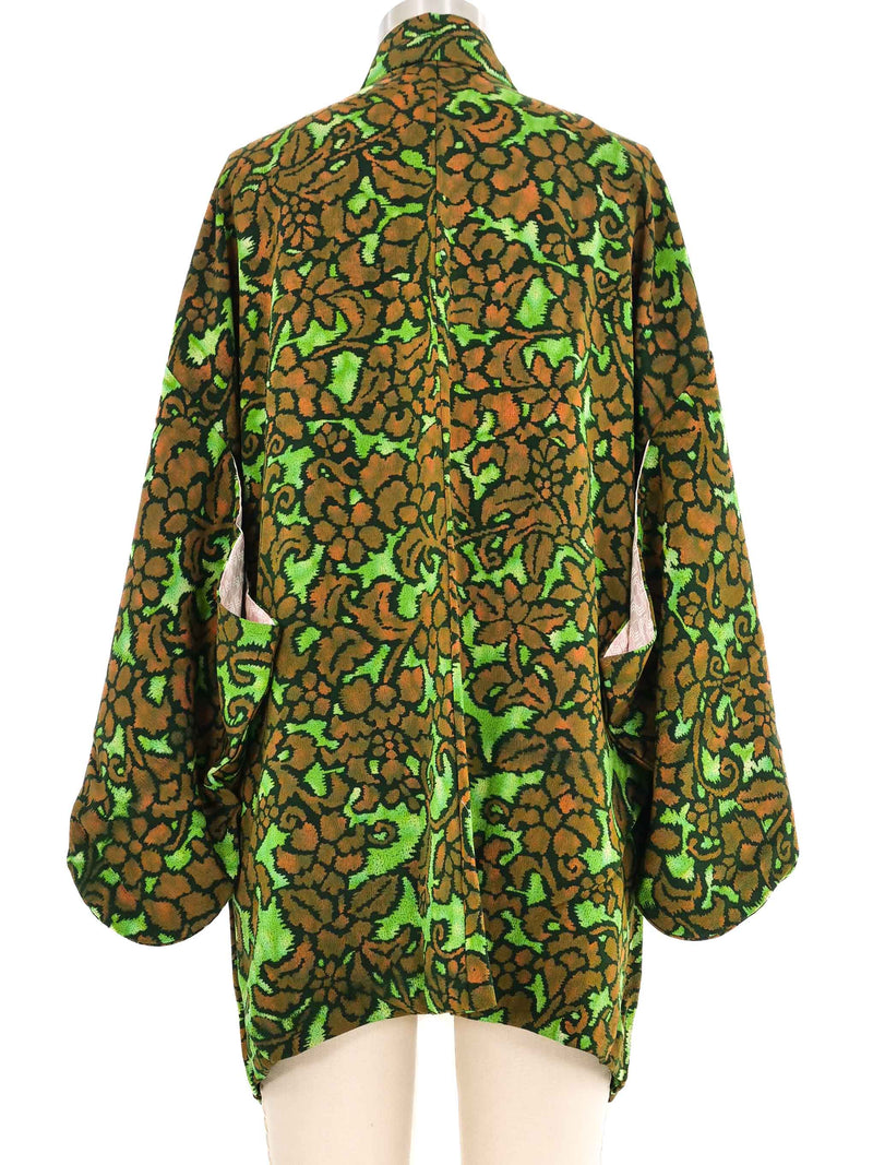 Green And Brown Overdyed Floral Kimono Jacket arcadeshops.com