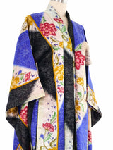 Blue And Black Floral Jacquard Kimono Jacket arcadeshops.com