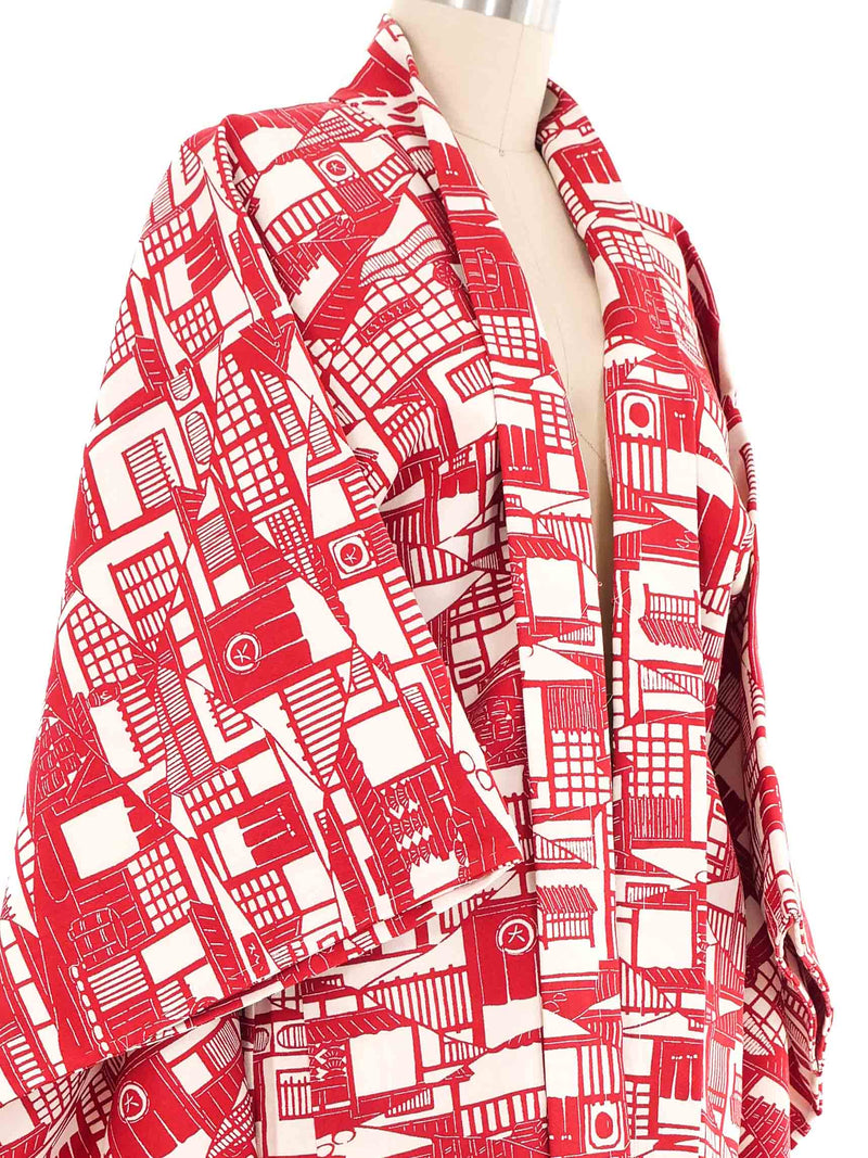 Red Geometric Kimono Jacket arcadeshops.com