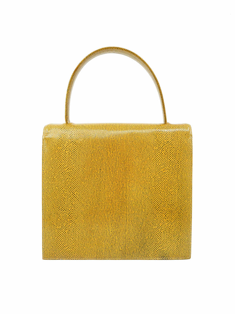 1960s Saks Mustard Leather Top Handle Bag Accessory arcadeshops.com