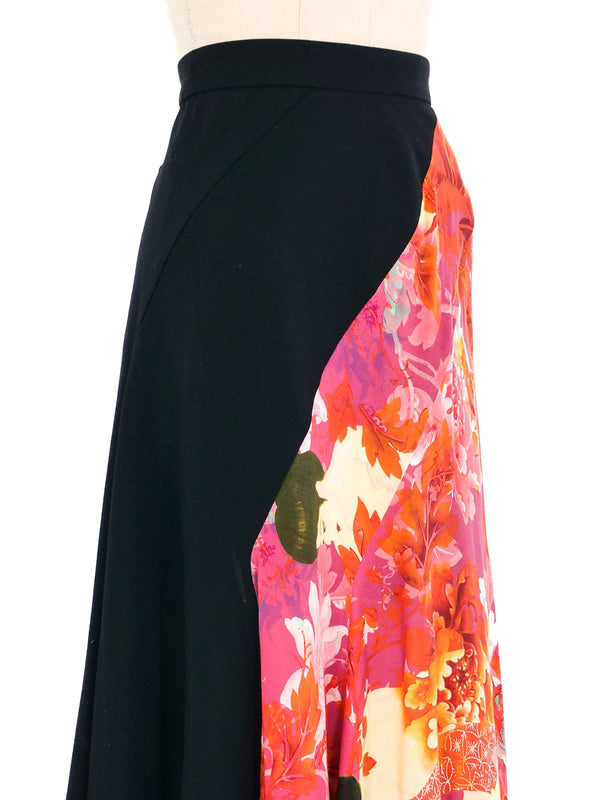 Y's Asymmetrical Floral Panel Midi Skirt Bottom arcadeshops.com