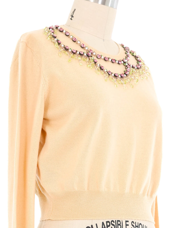 Miu Miu Embellished Cropped Sweater Top arcadeshops.com