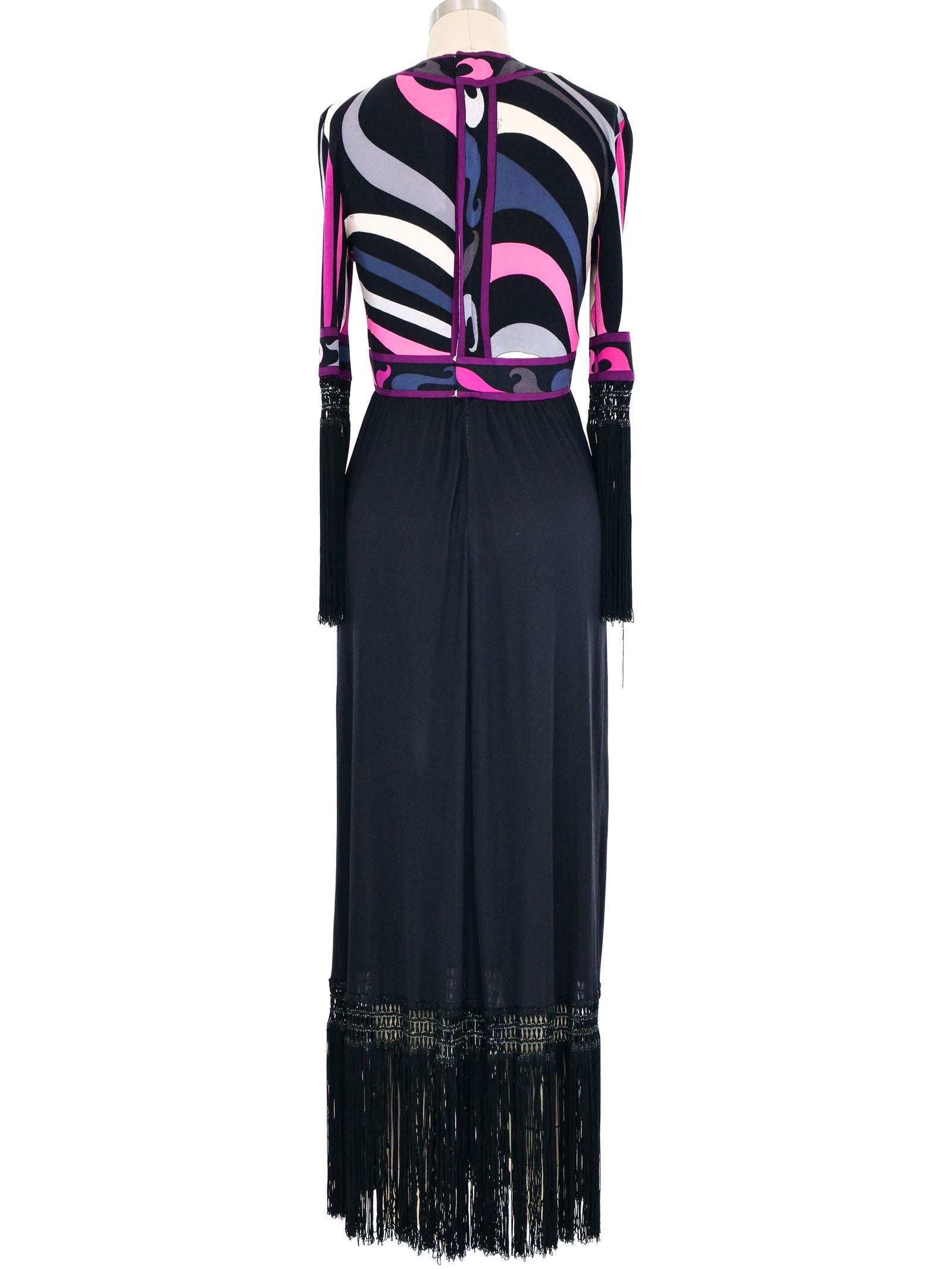 Emilio Pucci Fringe Trimmed Printed Jersey Dress