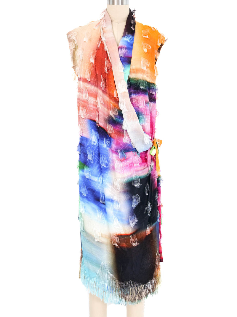 Dries Van Noten Watercolor Fringed Wrap Dress Dress arcadeshops.com