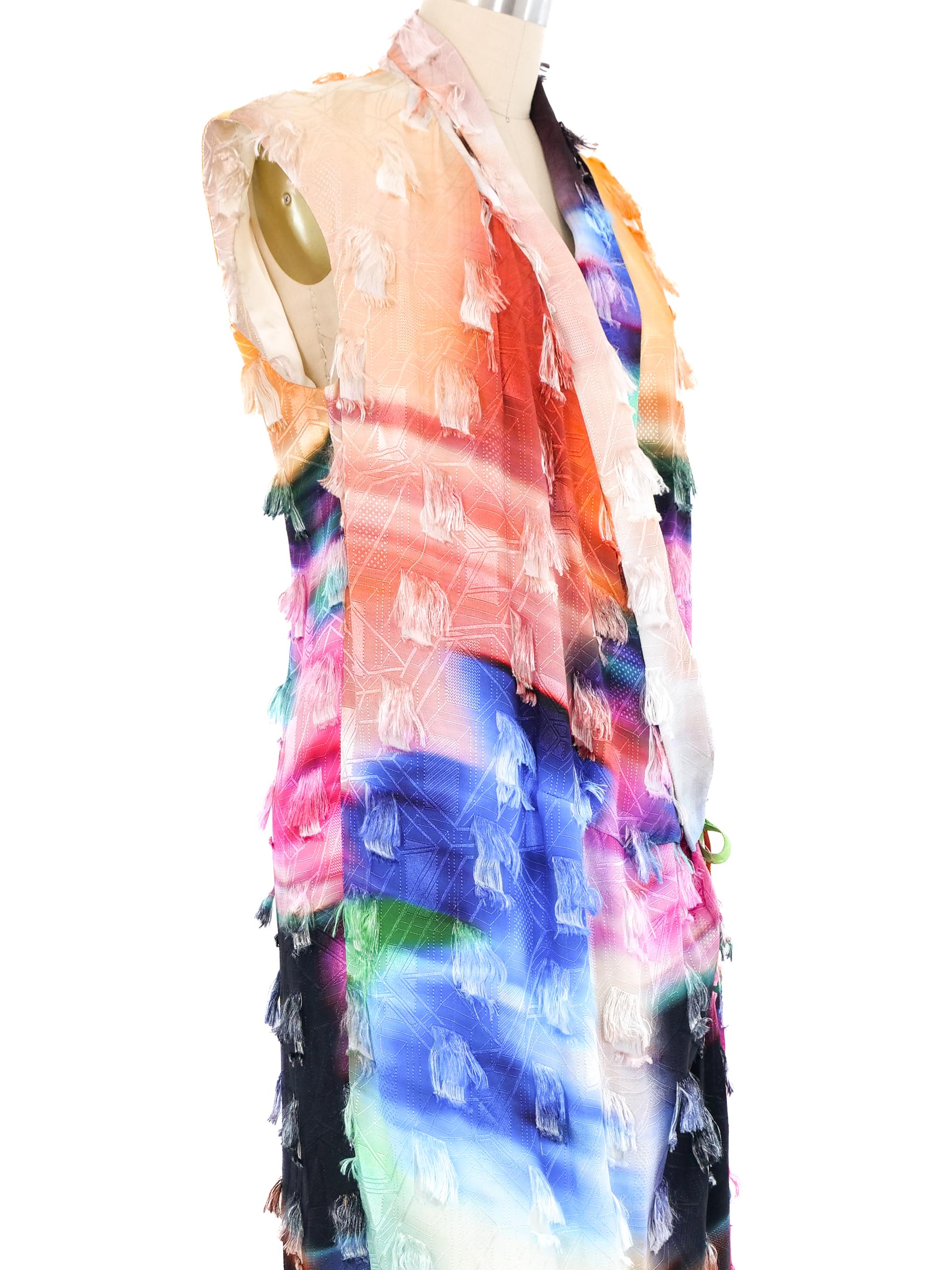 Dries Van Noten Watercolor Fringed Wrap Dress