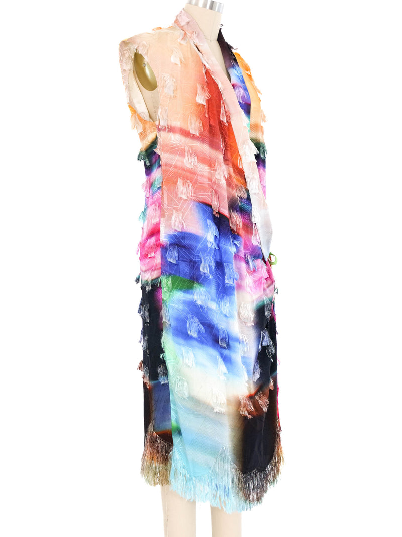 Dries Van Noten Watercolor Fringed Wrap Dress Dress arcadeshops.com