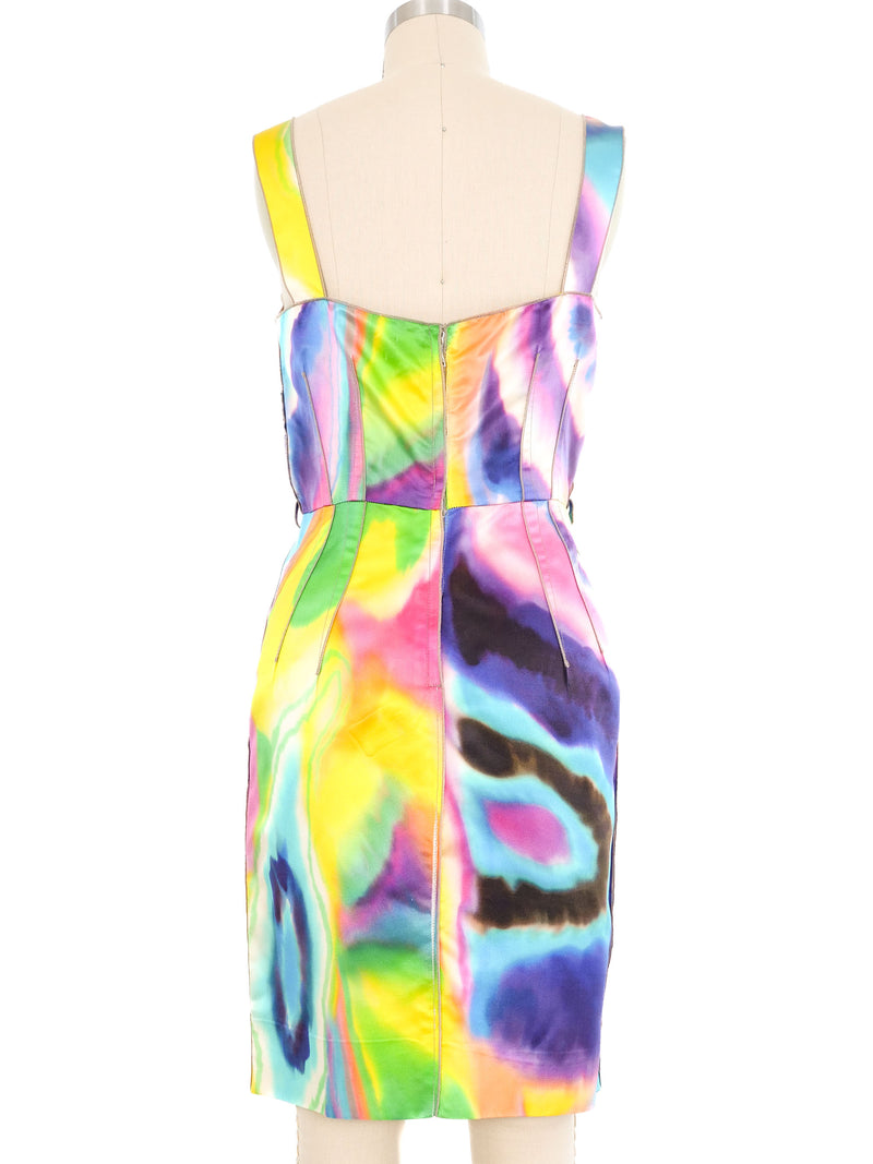 2008 Dolce And Gabbana Neon Tie Dye Satin Dress Dress arcadeshops.com