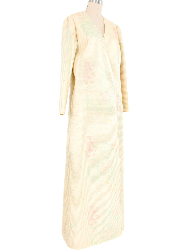 Mary McFadden Metallic Quilted Maxi Coat Jacket arcadeshops.com
