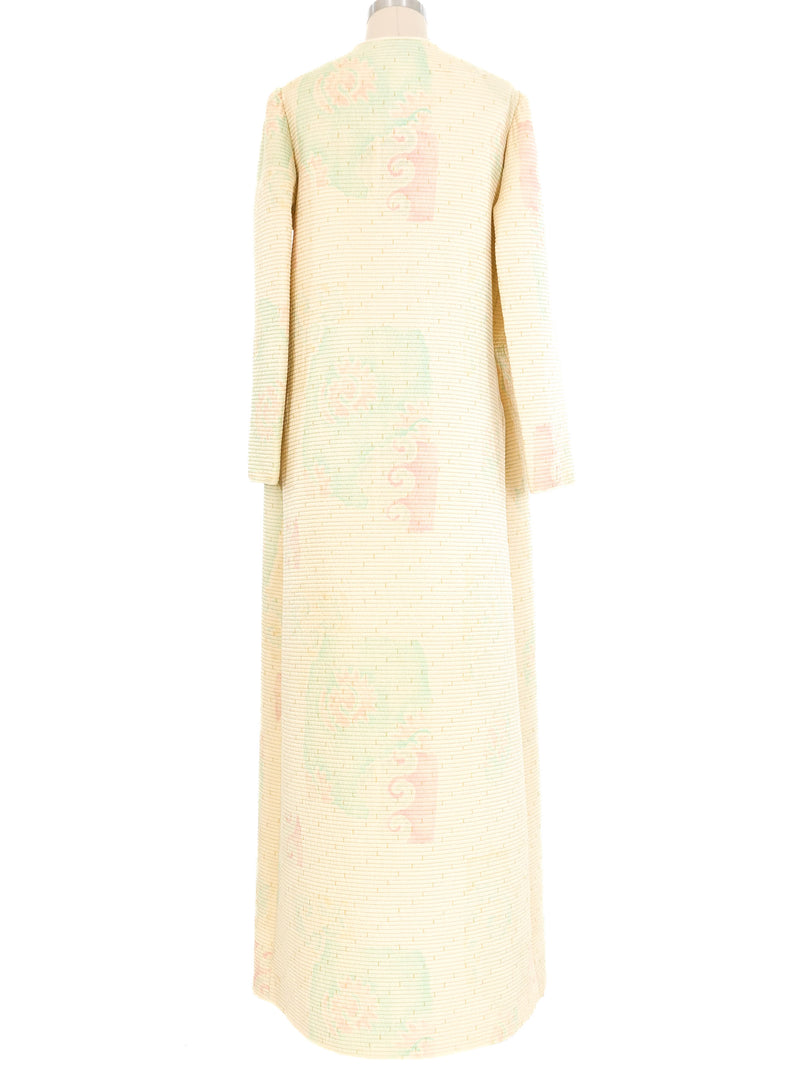 Mary McFadden Metallic Quilted Maxi Coat Jacket arcadeshops.com