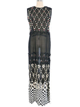 2001 Gianfranco Ferre Beaded Shell Organza Maxi Dress Dress arcadeshops.com