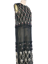 2001 Gianfranco Ferre Beaded Shell Organza Maxi Dress Dress arcadeshops.com