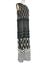 2001 Gianfranco Ferre Beaded Shell Organza Maxi Dress Dress arcadeshops.com