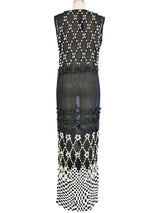 2001 Gianfranco Ferre Beaded Shell Organza Maxi Dress Dress arcadeshops.com