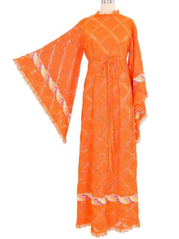 Bright Orange Angel Sleeve Mexican Wedding Dress Dress arcadeshops.com