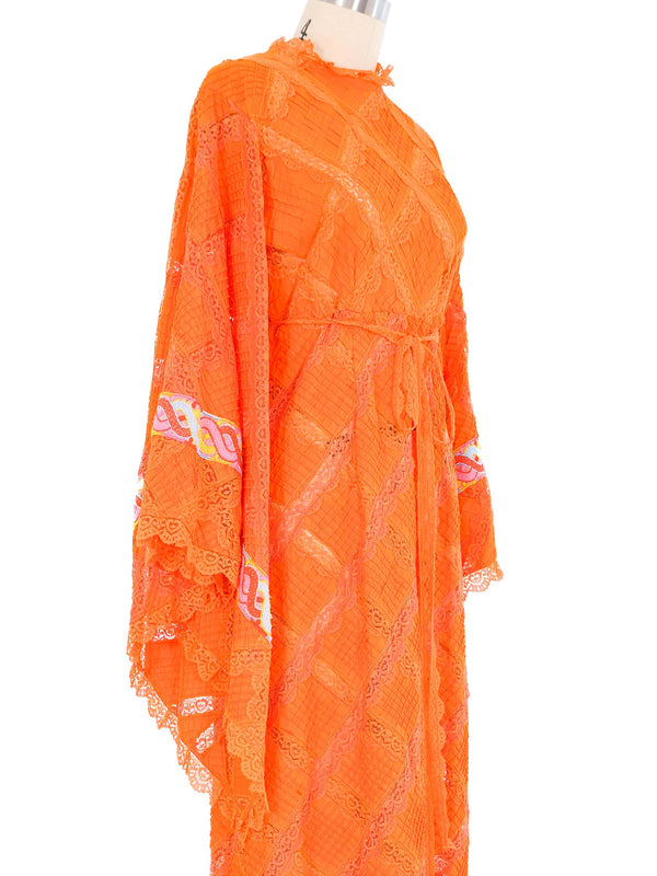 Bright Orange Angel Sleeve Mexican Wedding Dress Dress arcadeshops.com