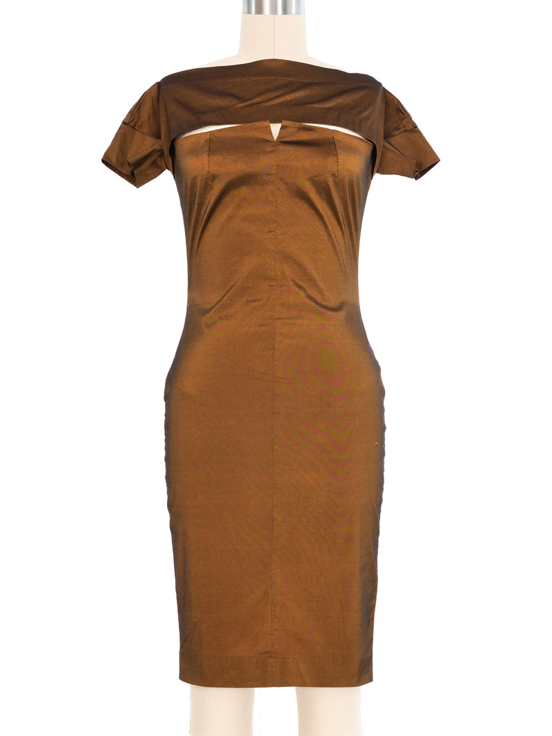 Romeo Gigli Bronze Cutout Bodycon Dress Dress arcadeshops.com