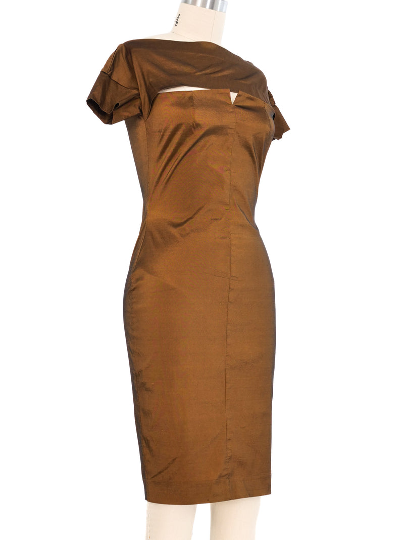 Romeo Gigli Bronze Cutout Bodycon Dress Dress arcadeshops.com