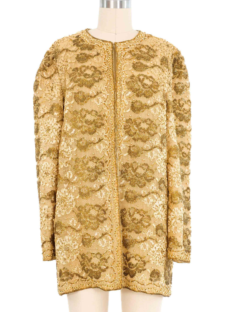 Mary McFadden Metallic Embellished Lace Jacket Jacket arcadeshops.com