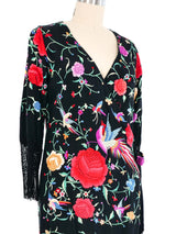 Adolfo Fringed Embroidered Wrap Dress Dress arcadeshops.com