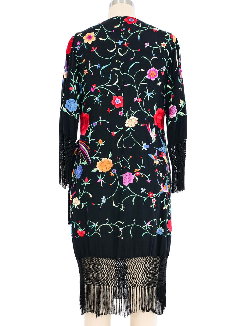 Adolfo Fringed Embroidered Wrap Dress Dress arcadeshops.com