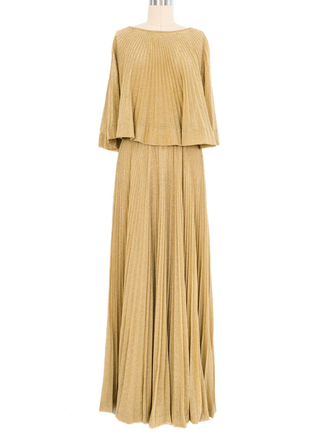 1970s Donald Brooks Gold Lurex Accordion Pleat Dress 1970s Donald Brooks Gold Lurex Accordion Pleat Dress