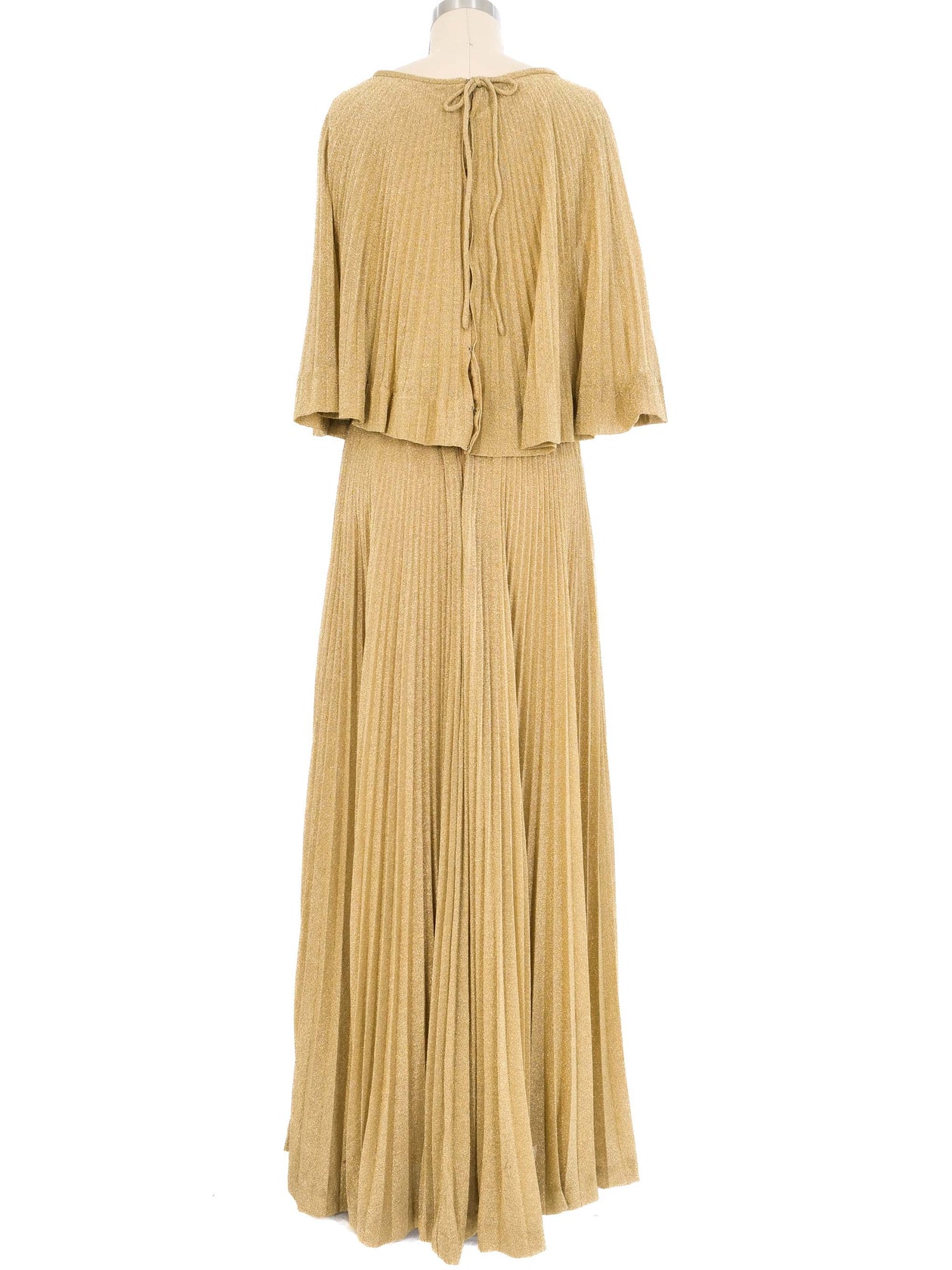 1970s Donald Brooks Gold Lurex Accordion Pleat Dress
