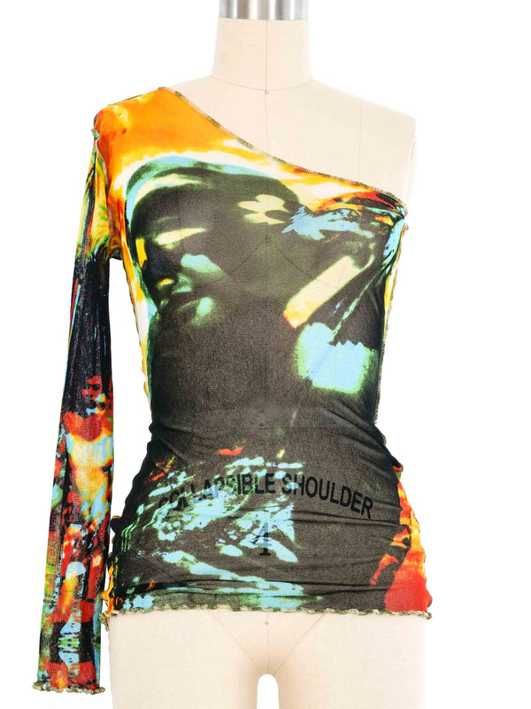 2000 Jean Paul Gaultier Tropical Acid Trip One Sleeve Mesh Top Top arcadeshops.com