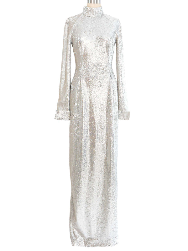 Givenchy Silver Sequin Gown Dress arcadeshops.com