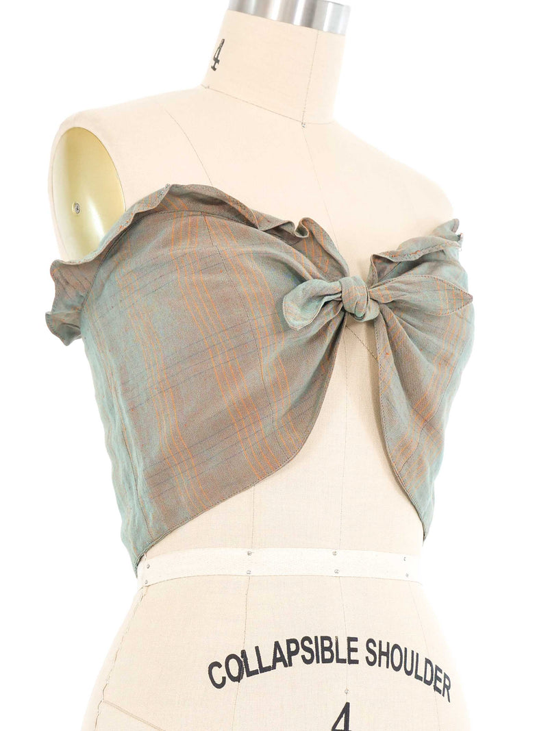 Krizia Tie Front Plaid Bandeau Top arcadeshops.com