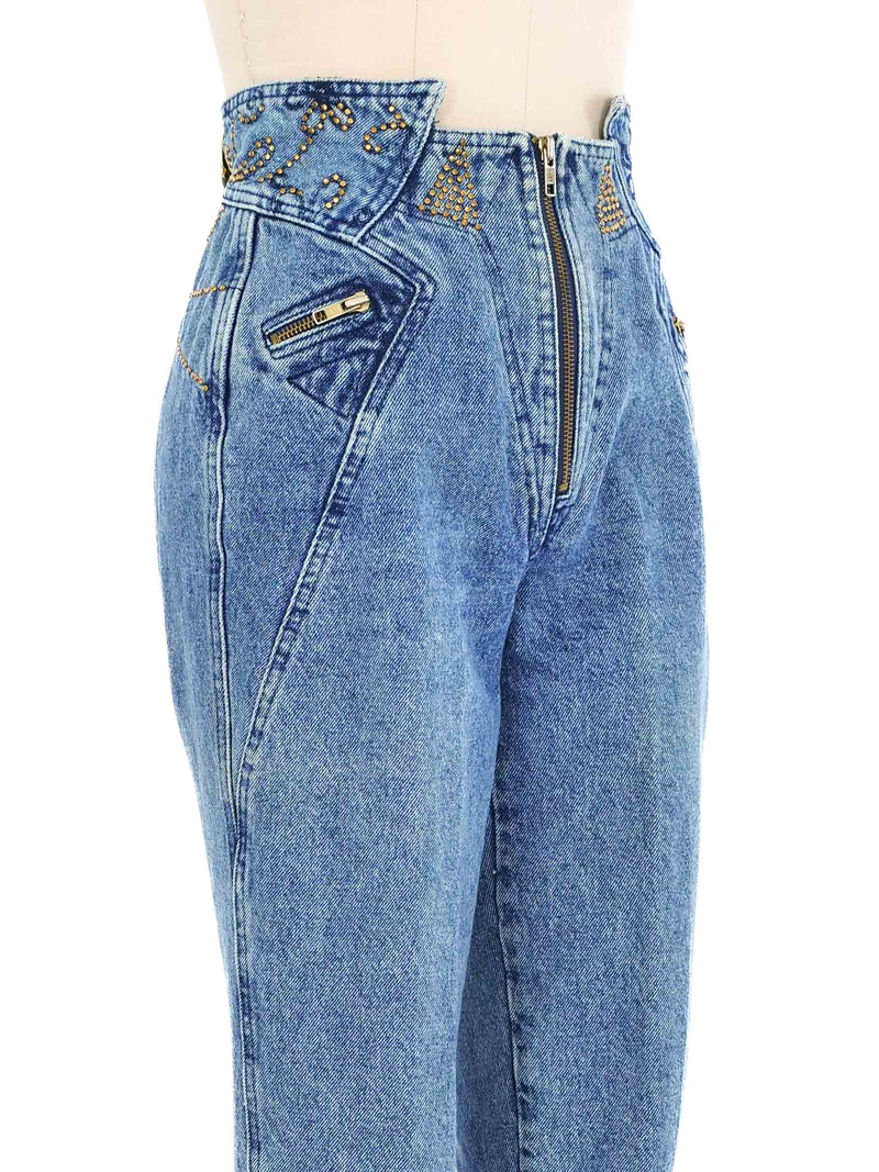 1980s High Waisted Studded Denim Bottom arcadeshops.com