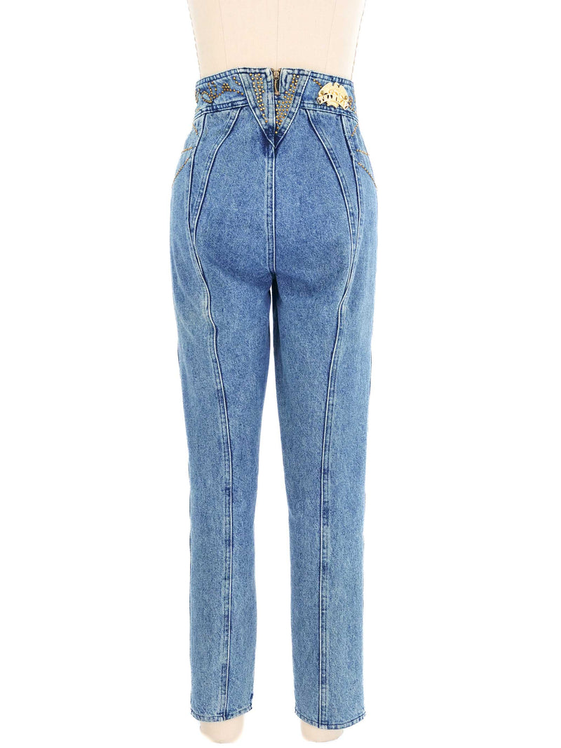 1980s High Waisted Studded Denim Bottom arcadeshops.com