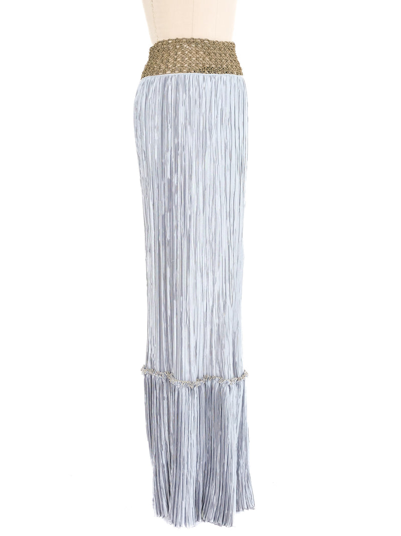 Mary McFadden Periwinkle Plisse Fringed Skirt Ensemble Dress arcadeshops.com