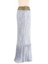 Mary McFadden Periwinkle Plisse Fringed Skirt Ensemble Dress arcadeshops.com